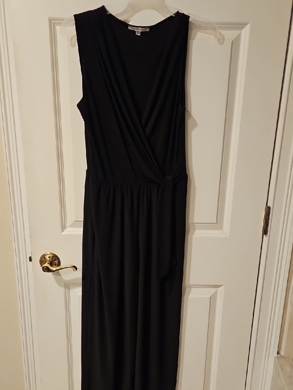 Classic Black Sleeveless Wrap-Front Jumpsuit